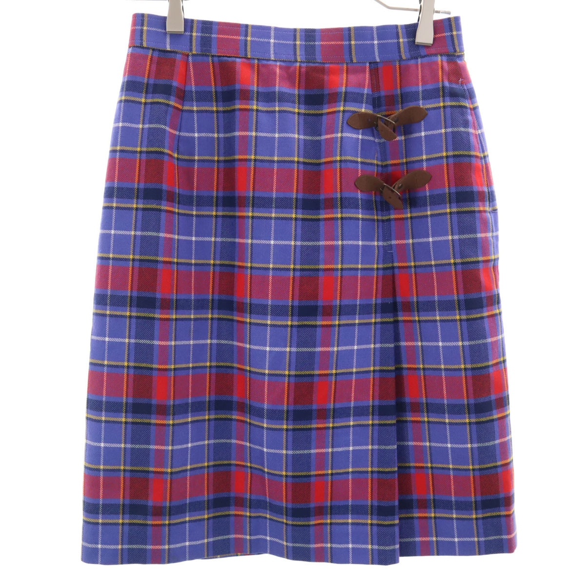 Munsing wear マンシングウェア チェック柄 ミディスカート 69 パープル インナーパンツ付き スコート レディース拍卖