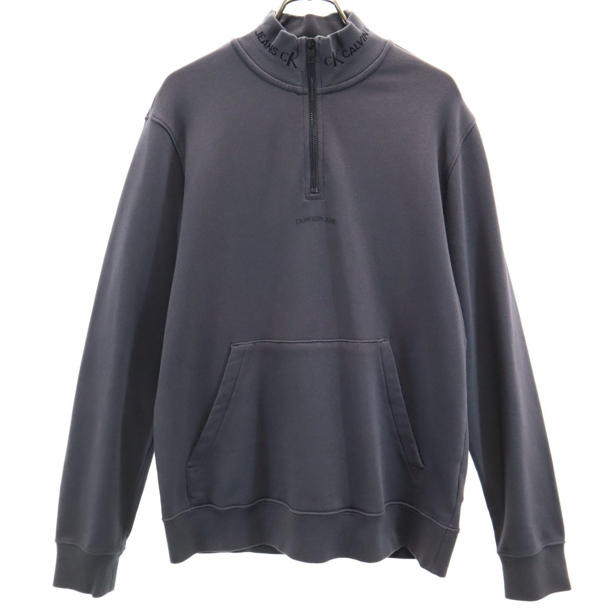 Calvin klein Jeans カルバンクラインジーンズ 長袖 ハーフジップ スウェット S チャコールグレー メンズ拍卖