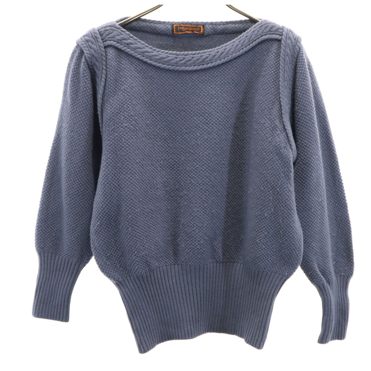 YVES SAINT LAURENT イヴサンローラン 80s 90s オールド 長袖 セーター M ブルー系 ニット レディース拍卖