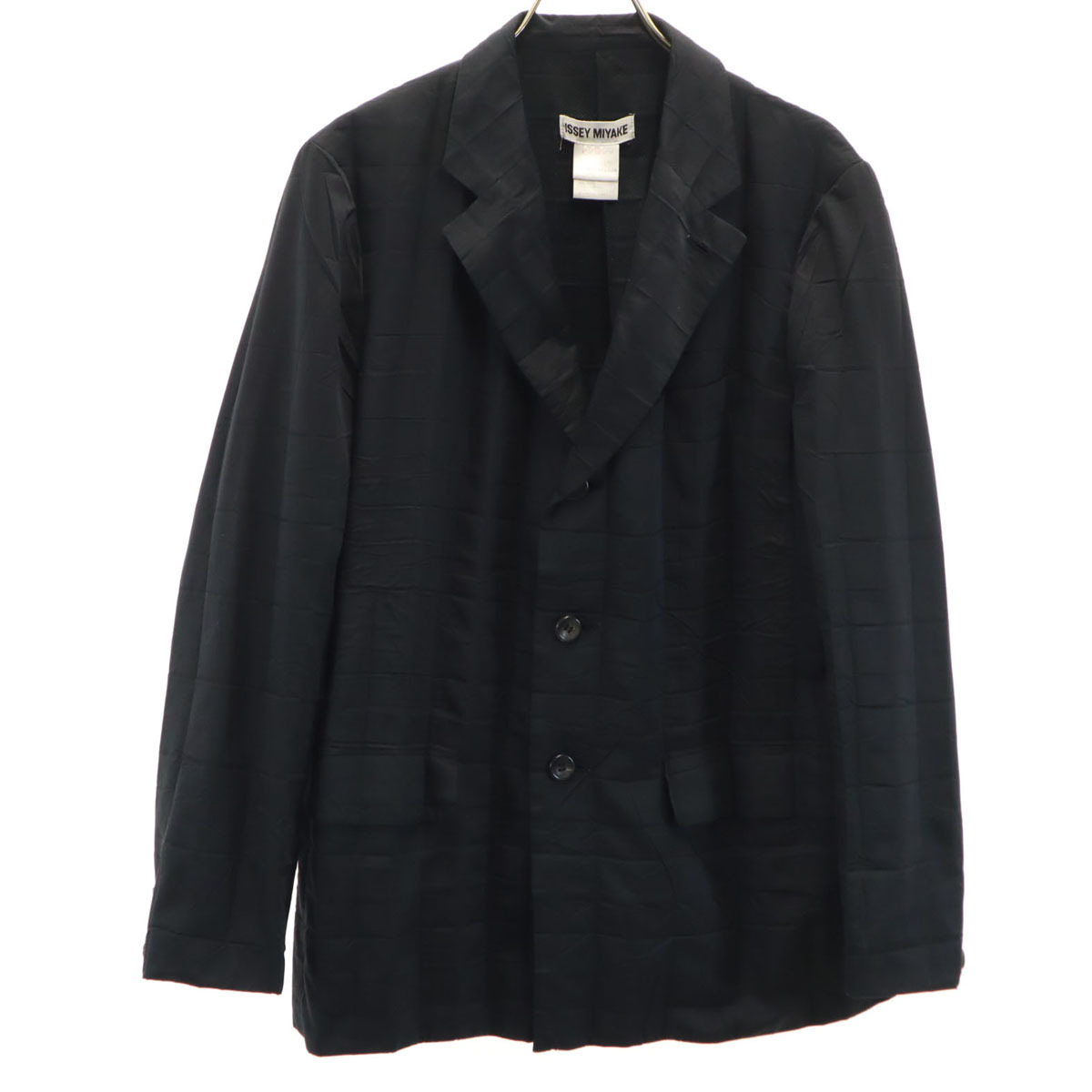 ISSEY MIYAKE イッセイミヤケ 90s 日本製 オールド プリーツ加工 テーラードジャケット M ブラック メンズ拍卖