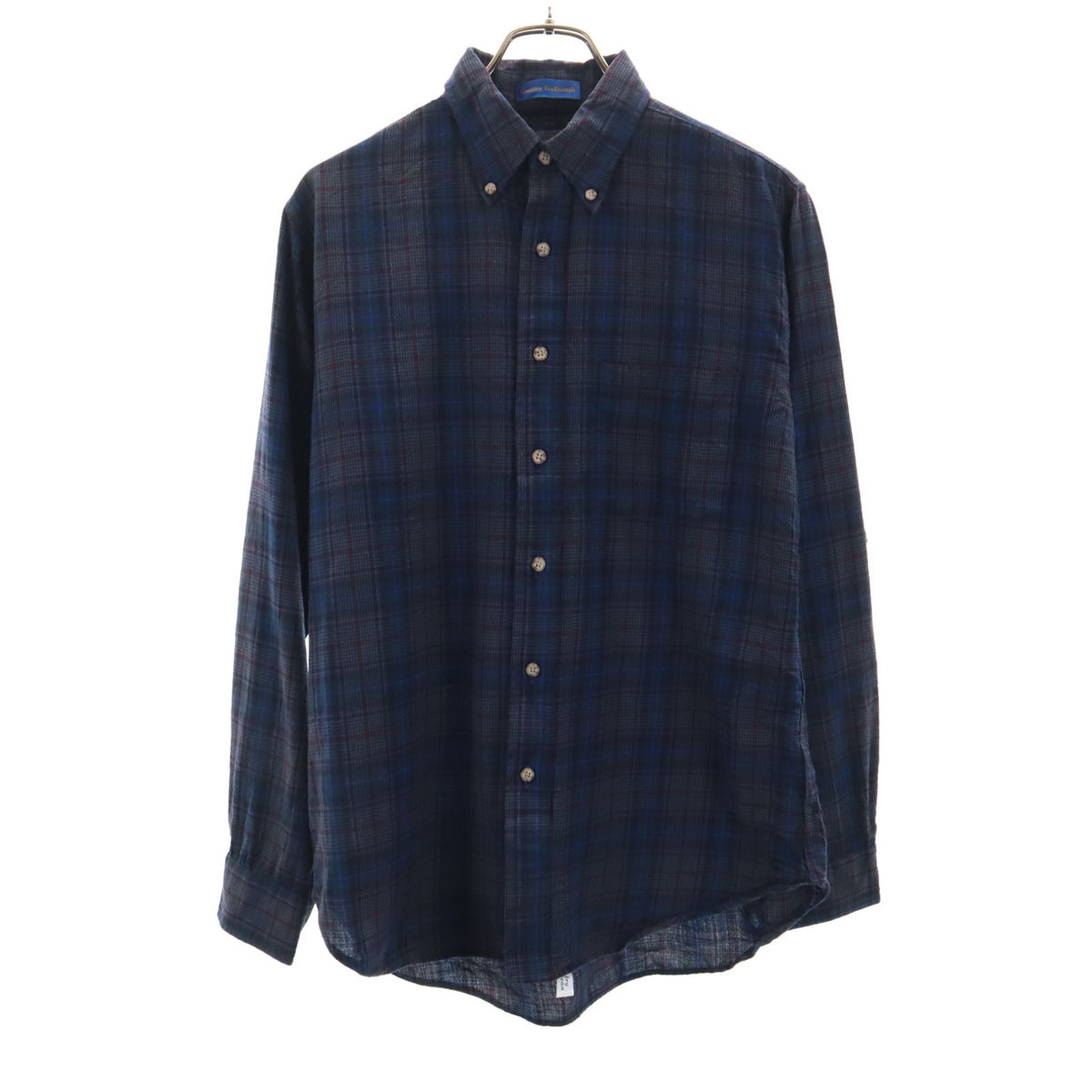 PENDLETON ペンドルトン 70s ヴィンテージ USA製 チェック柄 長袖 ボタンダウンシャツ M チャコールグレー メンズ拍卖