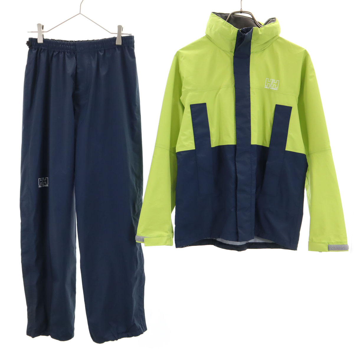 HELLY HANSEN ヘリーハンセン ナイロンジャケット 上下セットアップ WL ネイビー系 収納袋 メンズ拍卖