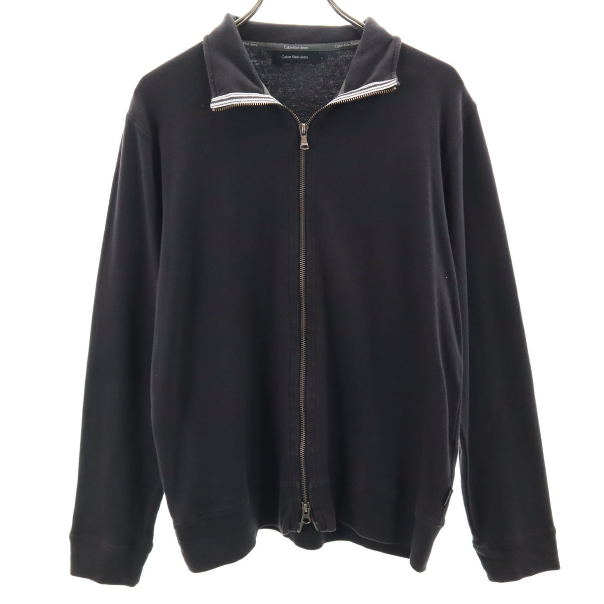Calvin klein Jeans カルバンクラインジーンズ 長袖 ジップジャケット L ブラック メンズ拍卖
