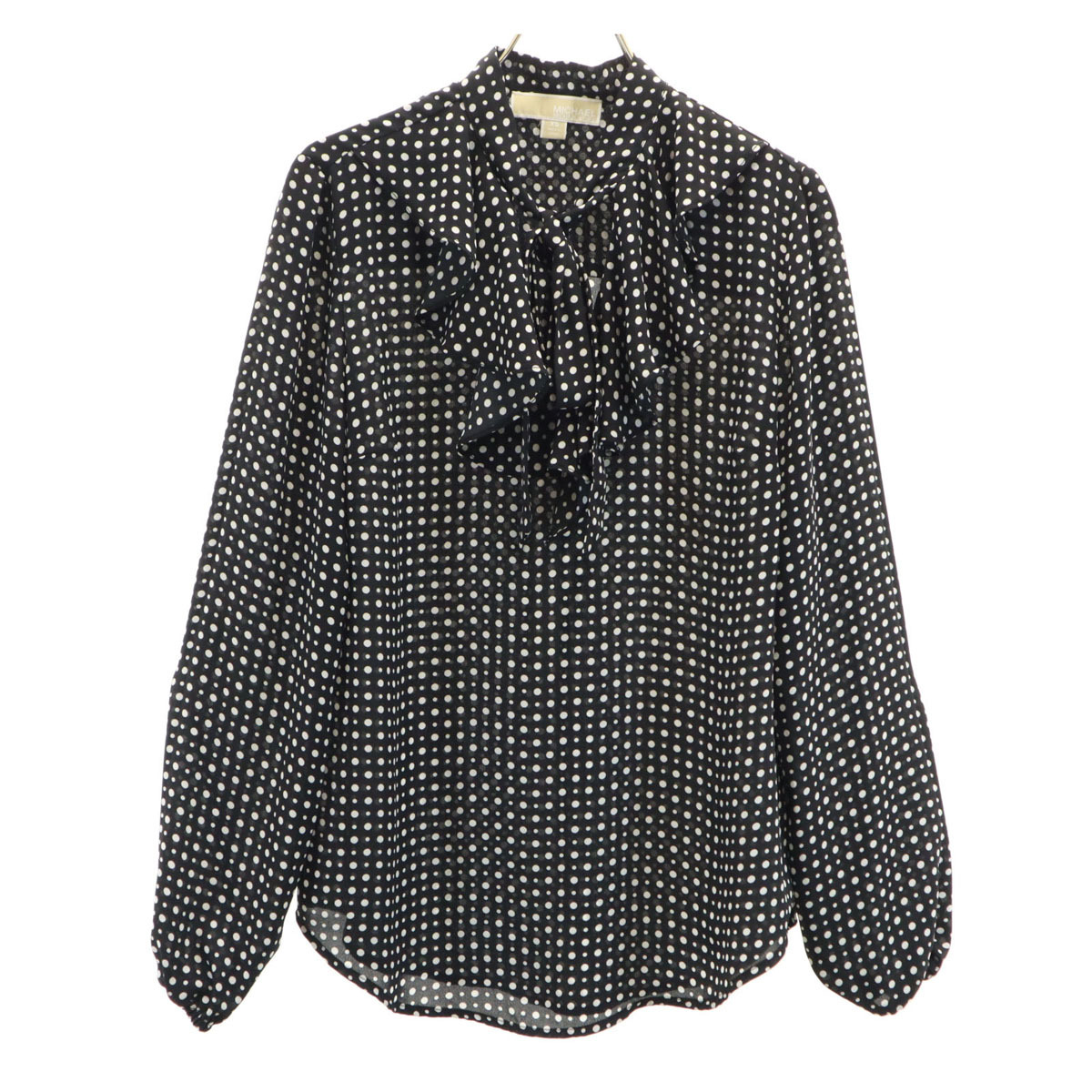 MICHAEL MICHAEL KORS マイケルマイケルコース ドット柄 長袖 Vネック ブラウス XS ブラック レディース拍卖