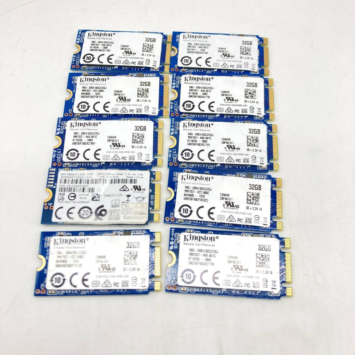 【在庫処分】Kingston M.2 type2242 SSD 32GB 10枚セット RBU-SNS4180S3/32GJ ノートパソコン ハードディスク PC ストレージ 動作未確認拍卖