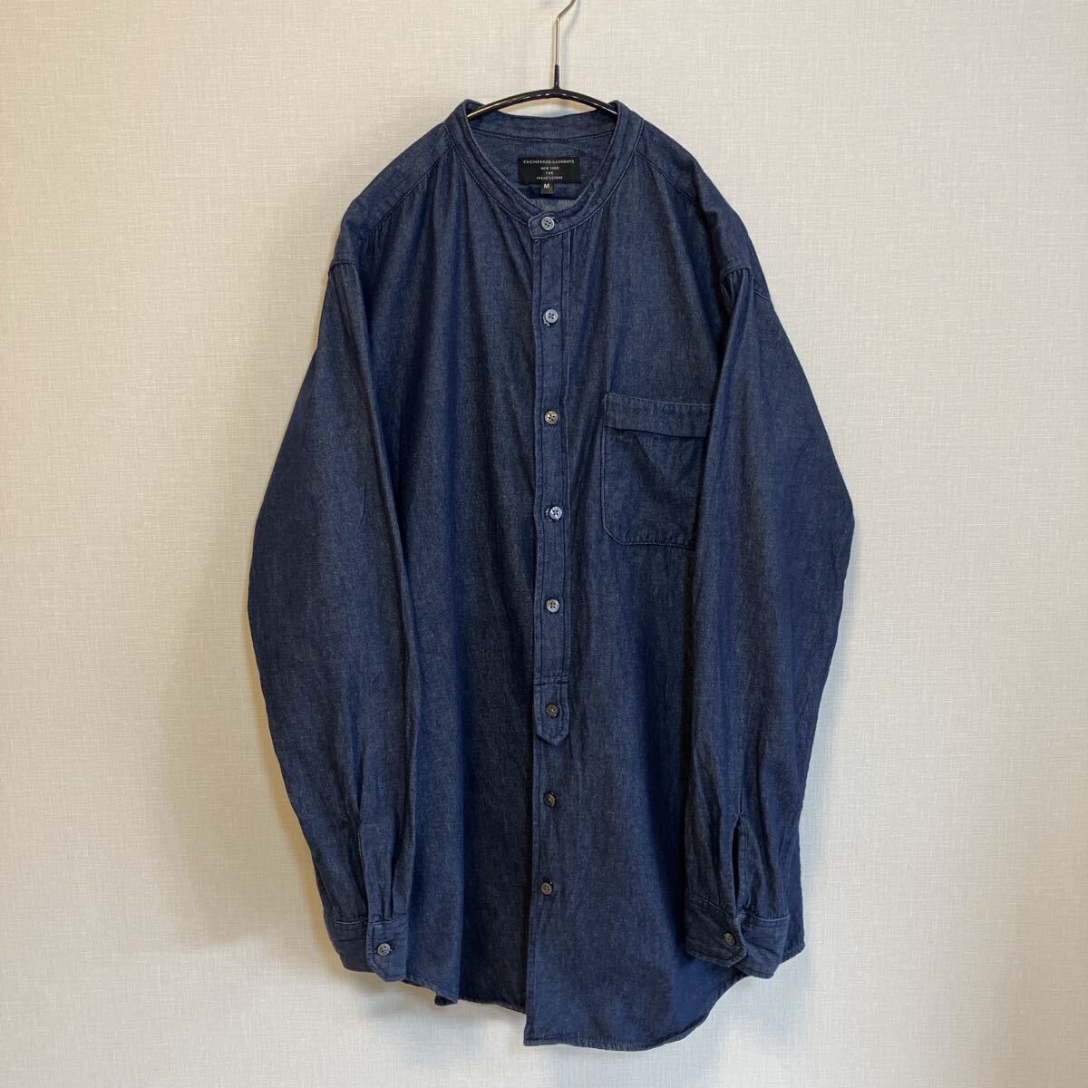 エンジニアードガーメンツ × フリークスストア Engineered Garments /長袖シャツ /バンドカラー /デニム /インディゴ /米国製 /サイズM拍卖