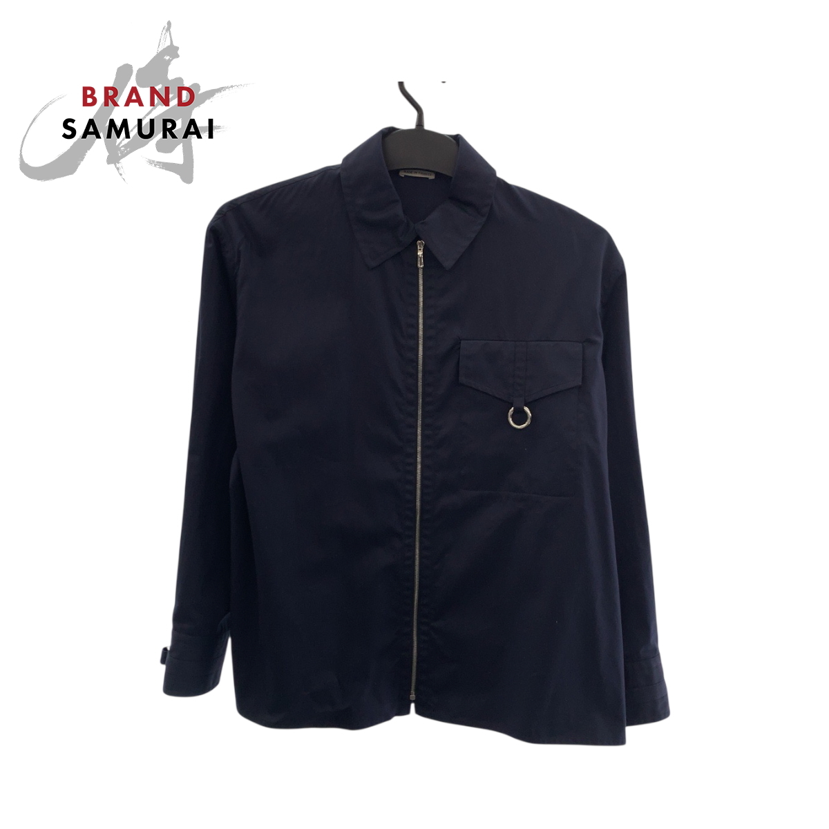 超美品 エルメス セリエボタン サイズ36 ネイビー シルバー金具 コットン 3E0616DX 長袖シャツ ジップアップシャツ ジャケット 502701拍卖