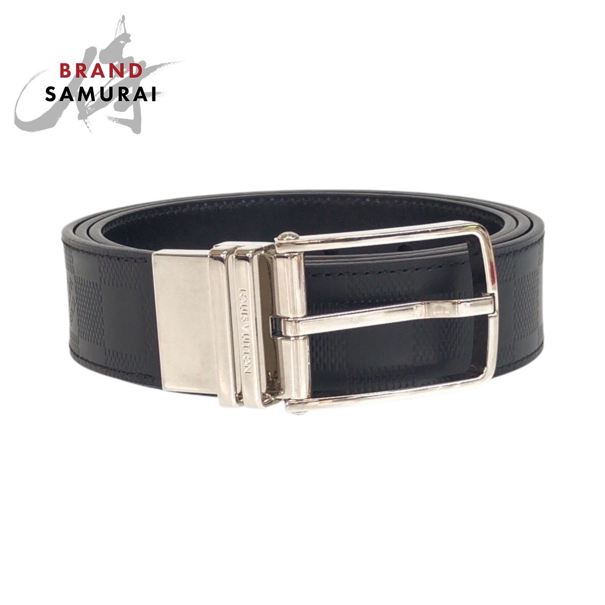 美品 LOUIS VUITTON ルイヴィトン ダミエアンフィニ サンチュール 105/42 ブラック シルバー 金具 レザー ベルト リバーシブル 505215拍卖