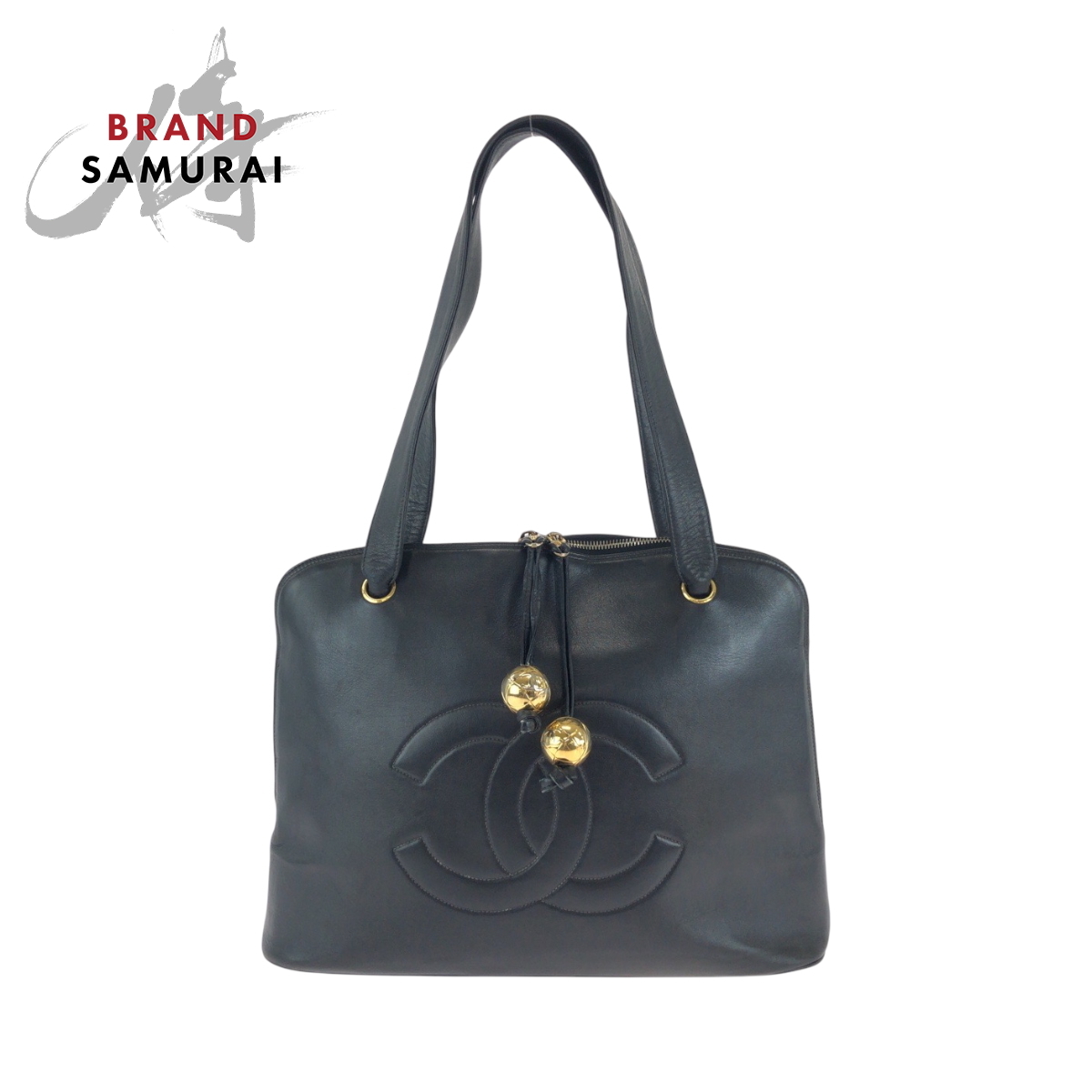 美品 CHANEL シャネル デカココマーク ココボール ブラック 黒 ゴールド金具 キャビアスキン トートバッグ ショルダーバッグ 502219拍卖