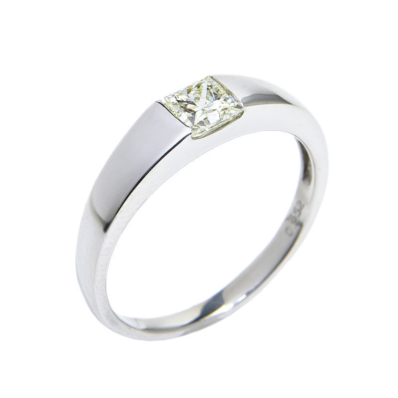 0.552ct天然ダイヤモンドリング 16号 Pt900 ダイヤリング プリンセスカット 一粒ダイヤリング スクエア プラチナ 地金4.3g 中古 送料無料拍卖