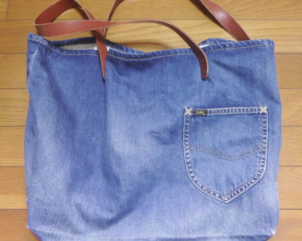 激レア Lee デニム 牛革 トートバッグ レザー LA0153 ジーンズ バッグ リー 即決あり 早い者勝ち拍卖