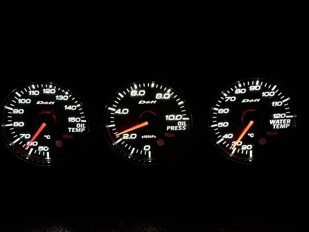 デフィ/Defi Link Meter BF 水温計+油温計+油圧計 ホワイト φ60 メーターのみ 3連メーター拍卖