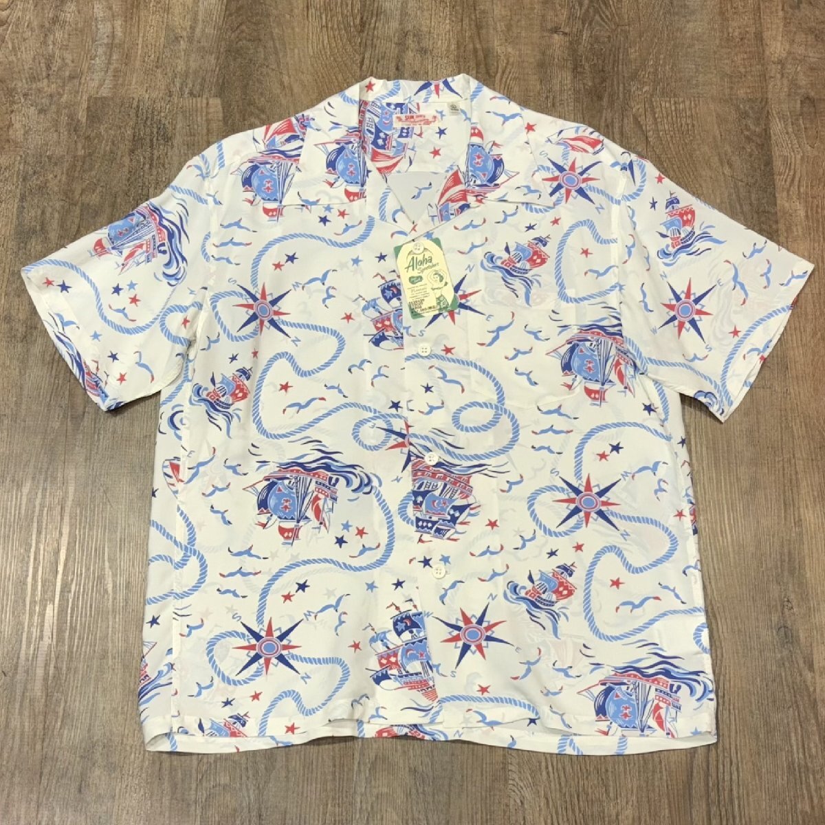 サンサーフ アロハシャツ エイジ オブ ディスカバリー アメカジ ハワイアン SS39429 105)オフホワイト L トップス拍卖