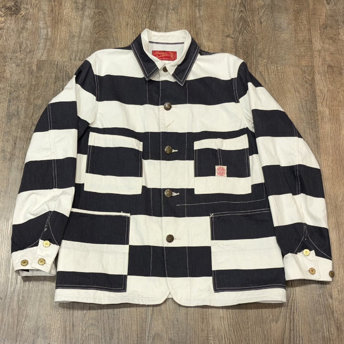 インディアンモーターサイクル ヘッドライト ボーダーワークコート アメカジ カバーオール IM14588 ホワイト 38(M) アウター拍卖