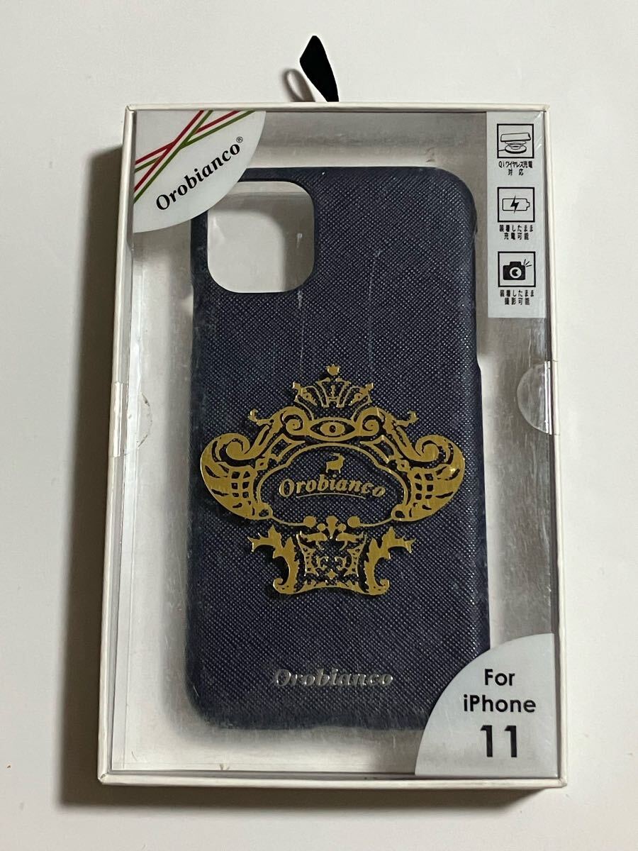 未開封 未使用 Orobianco iPhoneケース NAVY レザーケース オロビアンコ iPhone11 レザー ケース iPhone 11 ネイビー 紺 サフィアーノ調拍卖