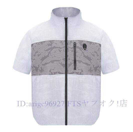 ★新品《Lサイズ》迷彩グレー【24V超高出力】空調作業服 ファン付き 30000MAh大容量バッテリー付属 ファン付き作業服ベスト 薄型拍卖