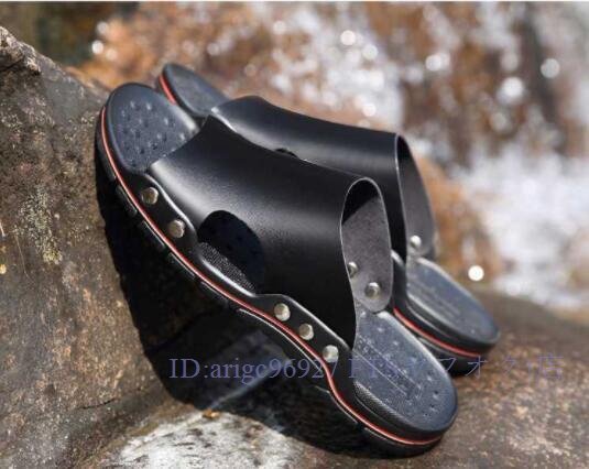 ★新品レザーサンダル 27.0cm ウェッジソールで疲れにくい夏 サンダル スリッパ拍卖