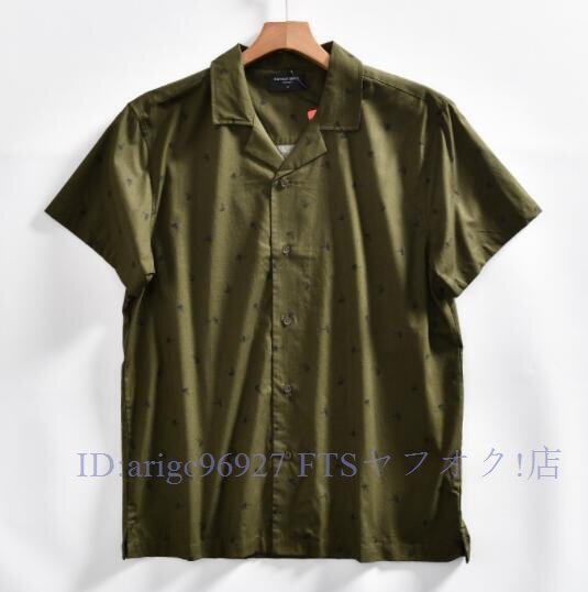 ★新品L リネン コットン 接触冷感 半袖 アロハシャツ メンズ オープンカラー シャツ ボタニカル柄 開襟 薄手 サマー 盛夏 ゆったり拍卖