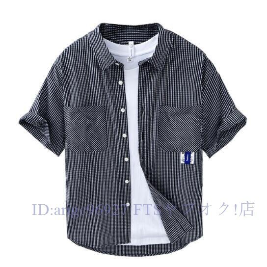 ★新品メンズ半袖シャツ サマーシャツ カジュアルシャツ 開襟シャツ チェック柄 夏服 トップス2色拍卖