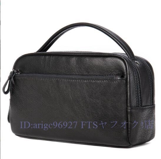 ★新品ヴィンテージ レザー 革 ハンドバッグ クラッチバッグ セカンドバッグ 黒拍卖