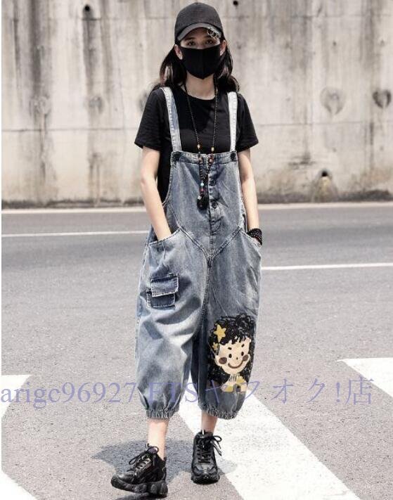 ★新品オーバーオール レディース 夏 ショートパンツ 七分丈 カジュアル 可愛い サロペット デニムサロペット(M-2XL)拍卖