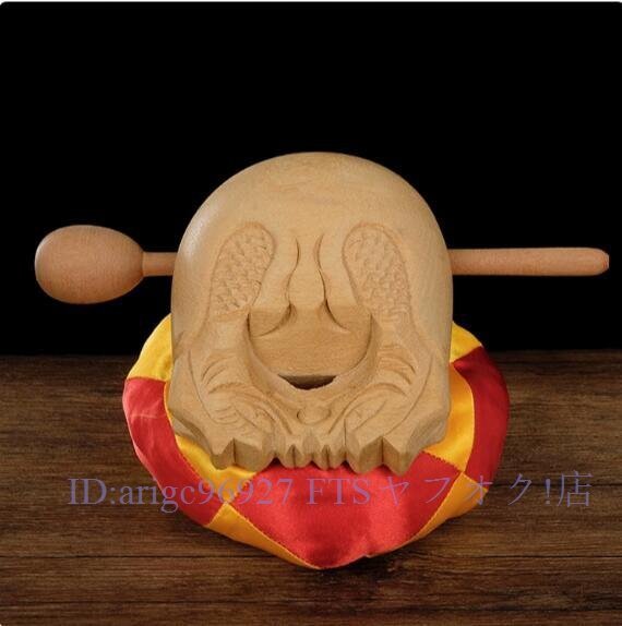 ★新品木魚3点セット 6寸 仏具 「龍彫り」布団 バイ 座布団 バチ拍卖