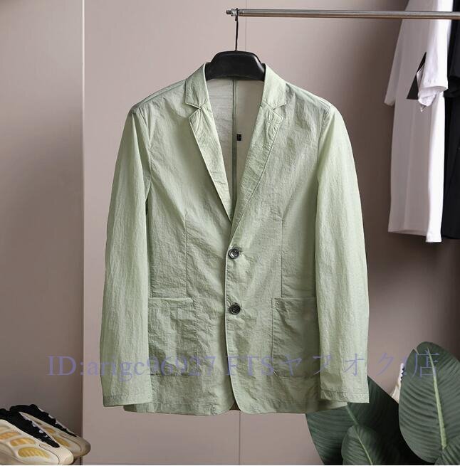★新品L シボ加工 テーラードジャケット メンズ 夏用ブレザー 薄手 軽量 撥水 シースルー ライトアウター サマージャケット拍卖