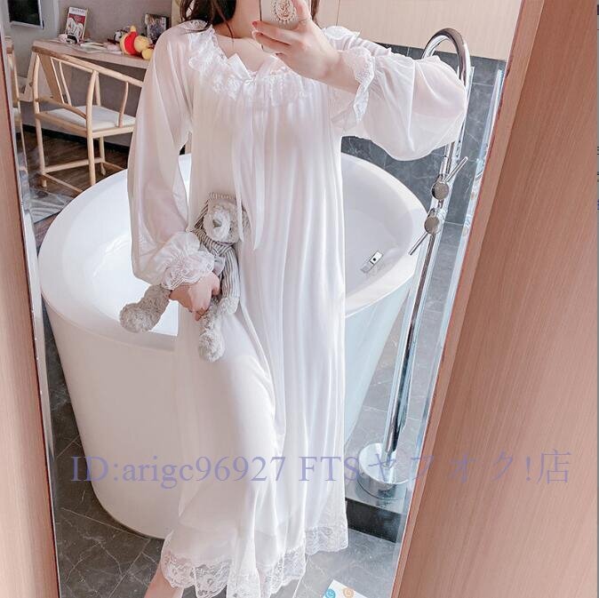★新品秋冬レディースxlサイズ 秋 春 綿 白宮殿 プリンセス ネグリジェ ルームウエア 滑らか 肌さわり 心地良い リラックス拍卖