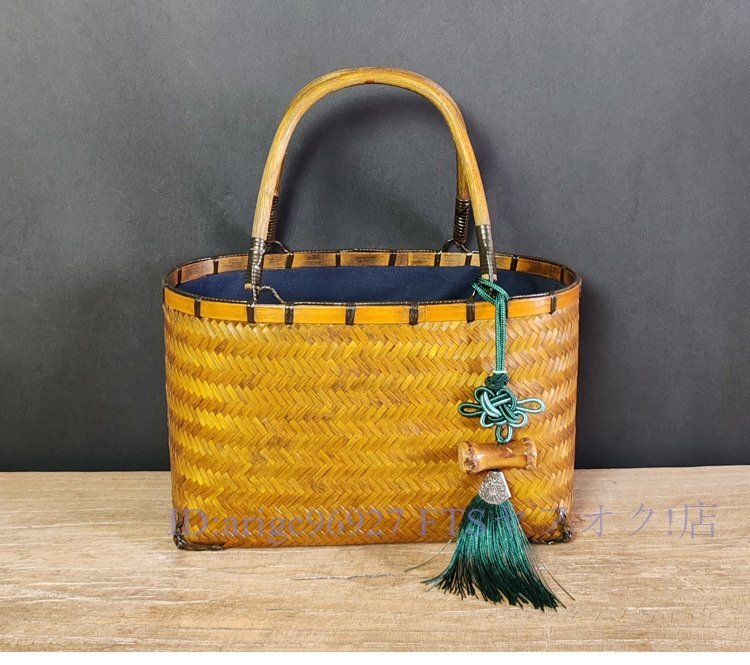 ★新品手作り 竹編細工籠收納籃收納竹工芸竹細工 竹かごだけです*工芸品おしゃれ竹編み拍卖