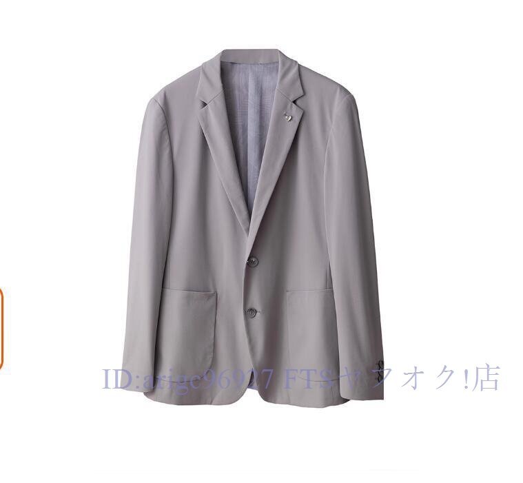 ★新品灰 涼感 テンセル メッシュ サマー ブレザー メンズ ストレッチ 薄 UVカット テーラードジャケット 吸湿通気 細身 春夏拍卖