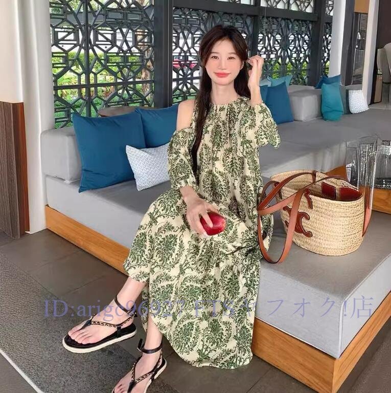 ★新品ワンピース 花柄ワンピース 大きいサイズ オーバーサイズ 肩出し レディース ロング 総柄ワンピ ロングワンピース L拍卖