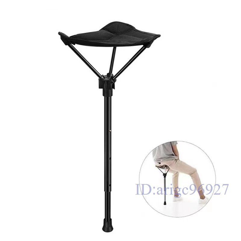 Y079☆新品簡易チェア 高さ調整 折り畳み椅子 コンパクト アウトドアチェア モバイルチェア 腰掛け 釣り 一本足 長時間並び 収納袋付き拍卖