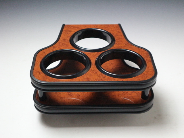 【限定品】200系ハイエース フロントカップホルダー ドリンク3個仕様 ウッド オールブラック拍卖