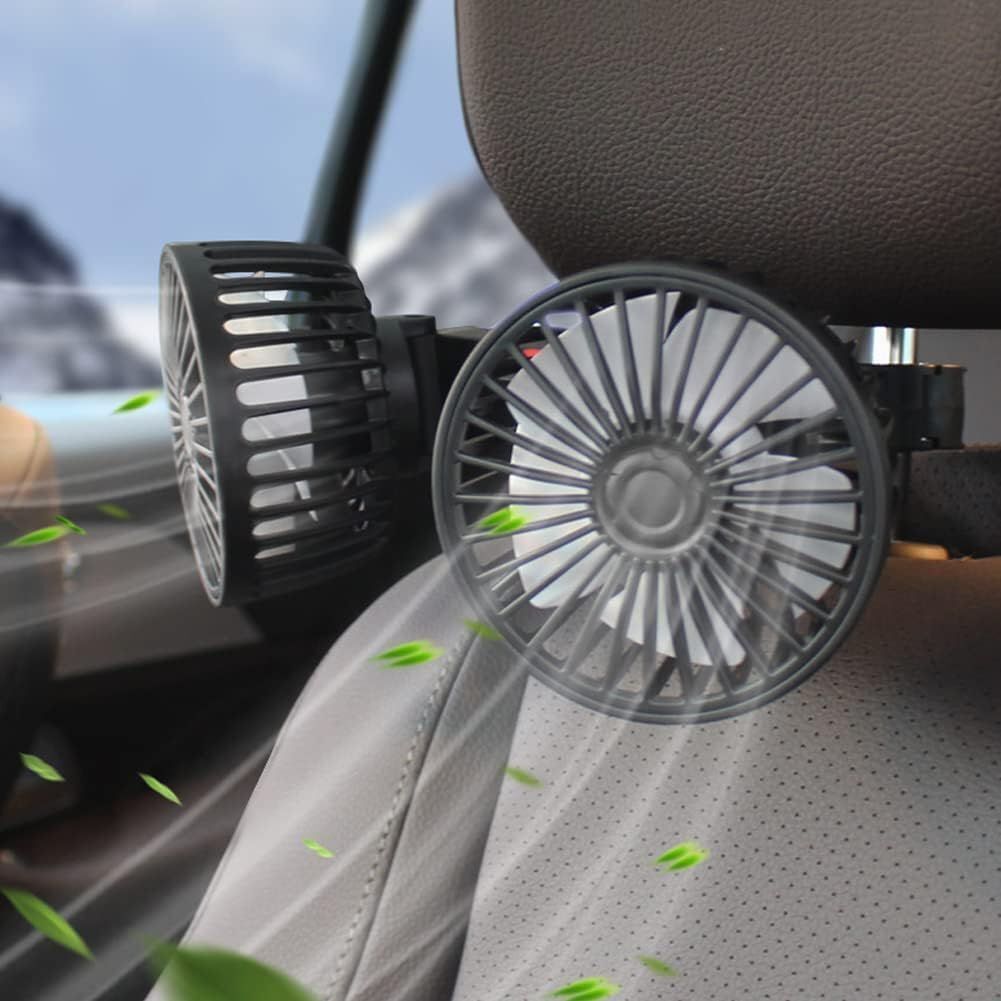 車用扇風機 アシストグリップ カーファン USB扇風機 ツインファン ダブル扇風機 USB ヘッドレスト 5枚羽根 強風量 3段階風量調節 M591拍卖