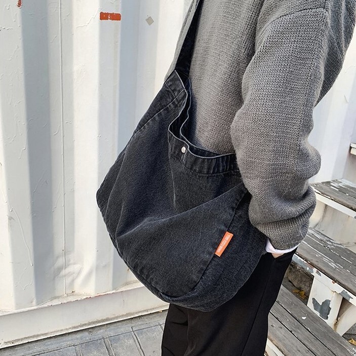 デニム ワンショルダーバッグ メッセンジャーバッグ レディース メンズ ブラック 黒 344拍卖