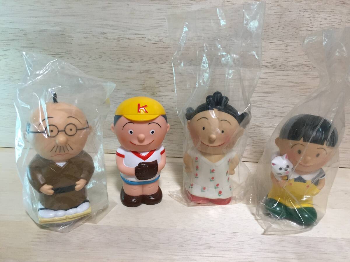 ★サザエさん一家 ソフビ フィギュア 貯金箱 4点 (3点は未開封) 長谷川町子 美術館 サザエさん カツオ 波平 タラちゃん レトロ★拍卖