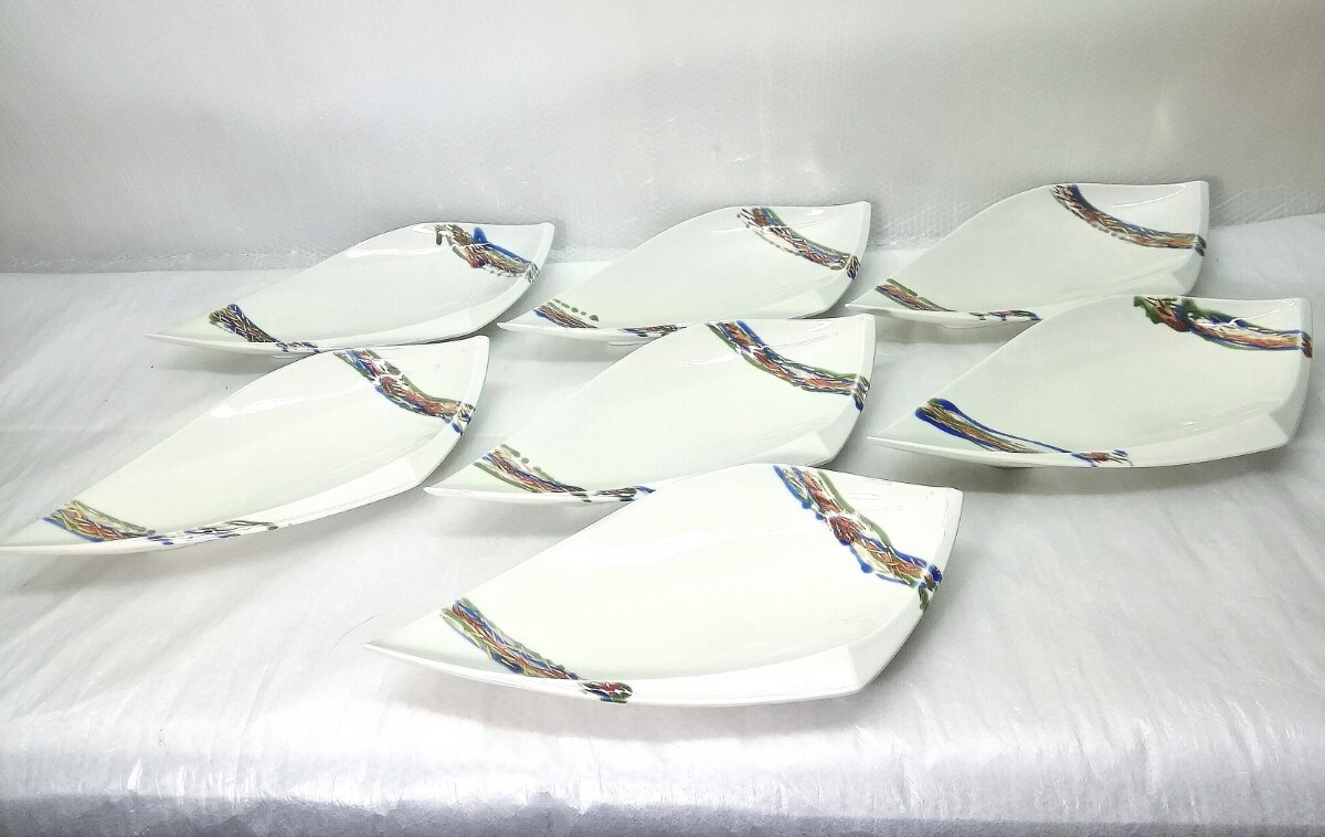 弥源次窯 7客セット 有田焼 長皿 色絵 舟形/舟型/船形/船型 お皿 厨房食器/料亭食器/日本料理/ 割烹/旅館 食器 陶器 (7)拍卖