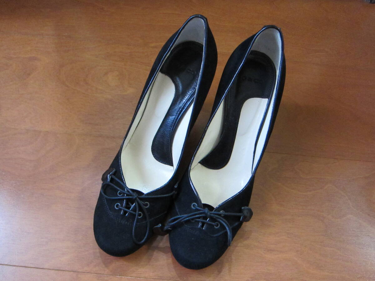トゥアンドコーTO&CO. スウェードパンプス イタリア製 36 ブラック ヒール8㎝拍卖