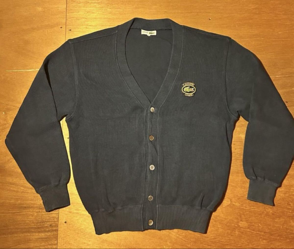Lacoste 90s ネイビーカーディガン Mサイズ拍卖
