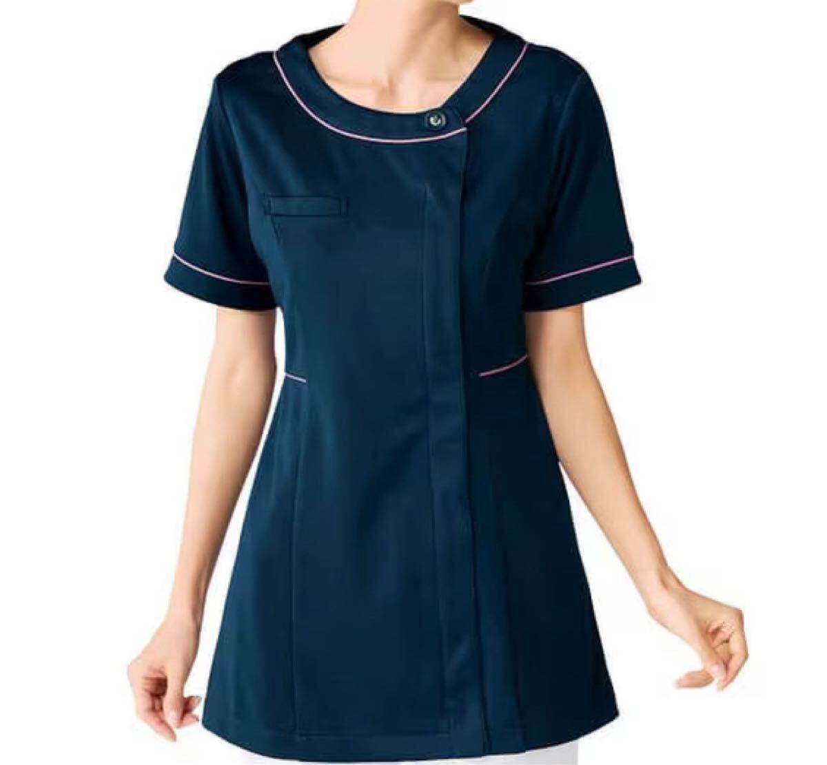 ★ 新品 Sサイズ エステサロン ユニフォーム 配色パイピング ジャケット チュニック 制服 ★看護師 白衣 ワンピース ナース服拍卖