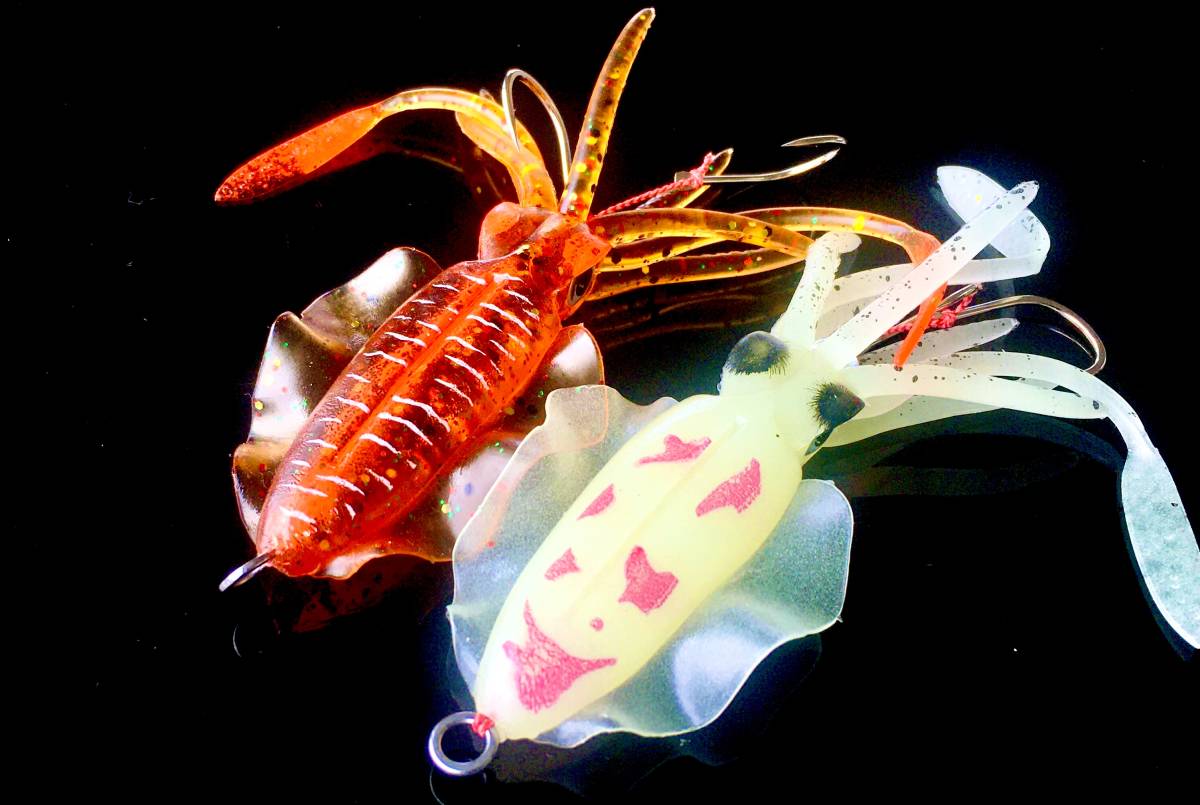 送料無料!エンペラがリアルに動く!【リアルアオリ烏賊ベイト2色セット】長さ約15cm 真鯛 Daiwaがまかつシマノタイラバ仕掛け鯛ラバ拍卖