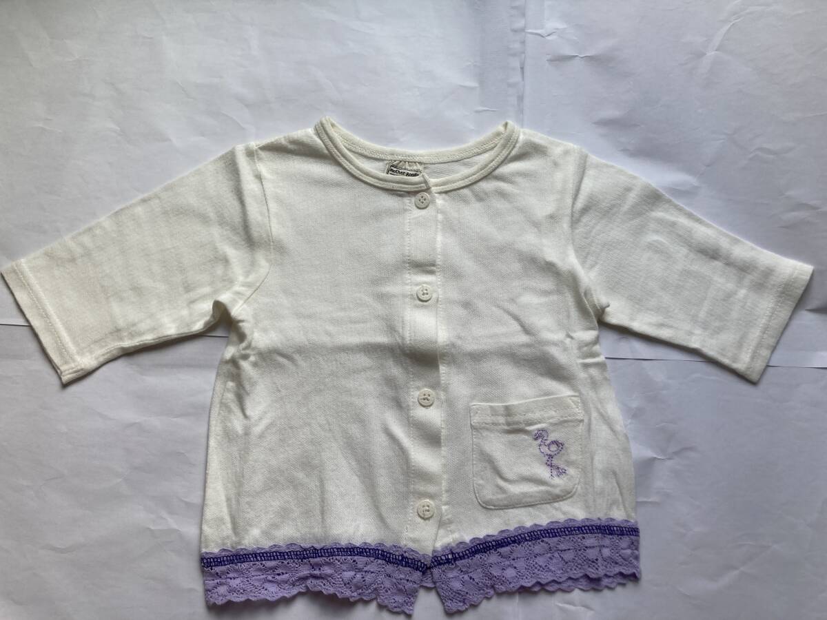 mother goose マザーグース 90cm カーディガン 長袖 白 レース フラミンゴ 白 1歳 2歳 女の子 薄手 中古拍卖