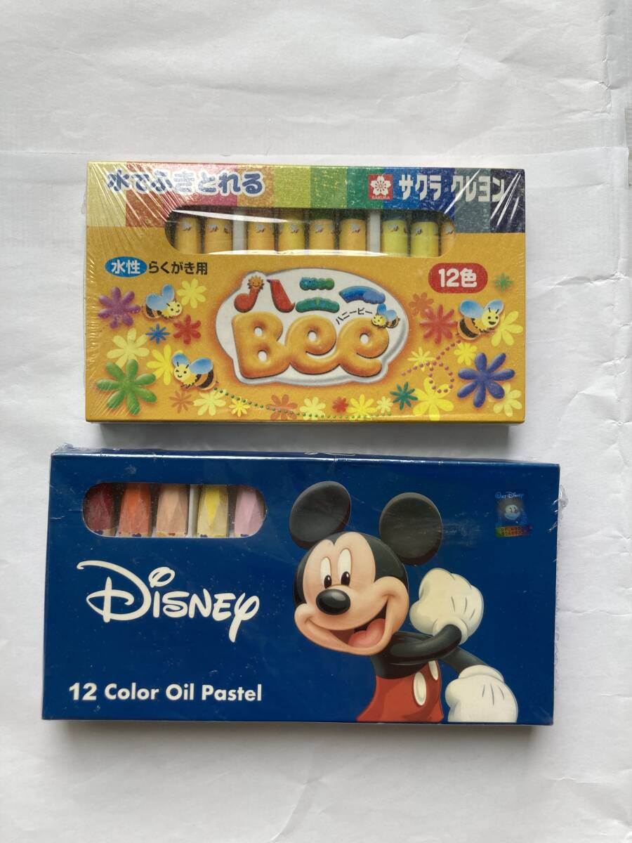 クレヨン 2セット ハニービー ディズニー Disney サクラクレヨン 12色 水性 水でふきとれる 子供 幼児 新品 未使用品拍卖