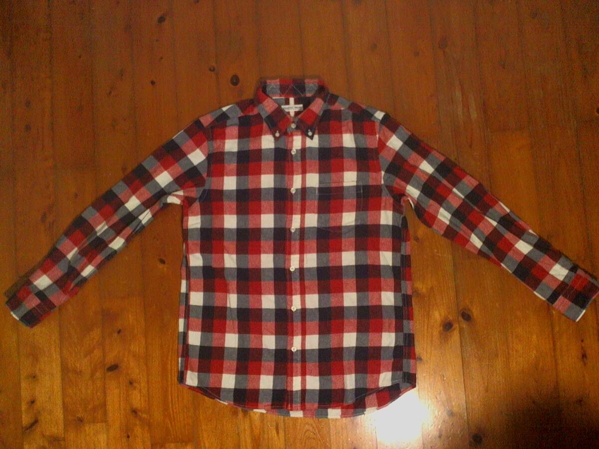 ☆カーニーハウス【KEARNEY HOUSE】ボタンダウン長袖ネルシャツ コットン長袖シャツ L チェックシャツ 濃紺 赤 拍卖