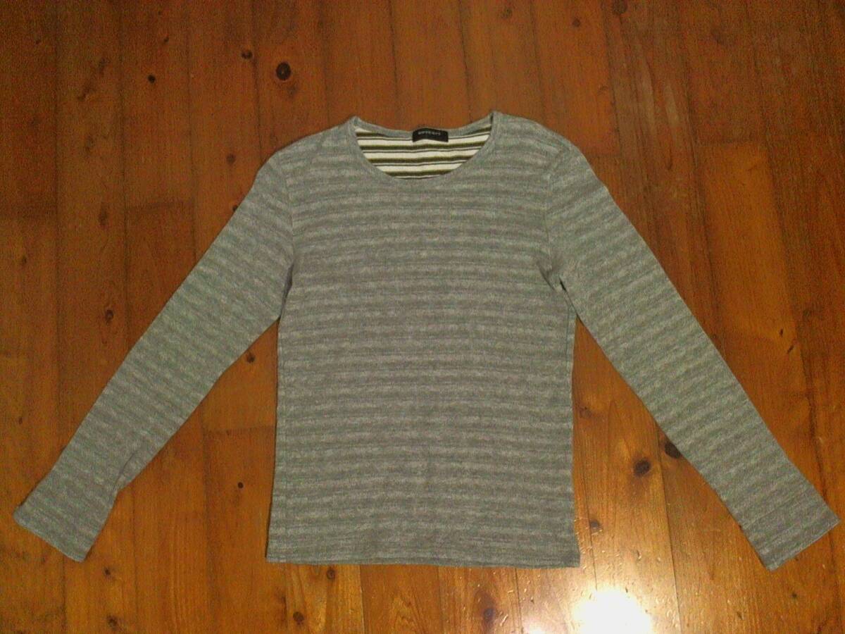 ☆美品☆ボイコット【BOYCOTT】コットンニット クルーネック セーター 2 グレー 裏ボーダー ユニセックス?拍卖