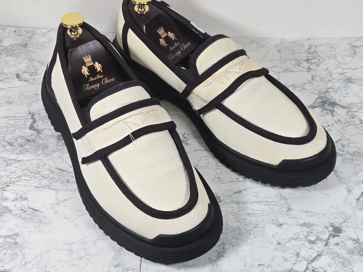 【良品】★miharayasuhiro ミハラヤスヒロ★キャンバスローファー★27.0cm★ホワイト/白★メンズ★カジュアルシューズ拍卖