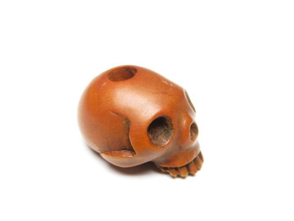 【11540】明治期 堤物 木製 ドクロ 骸骨 緒締(初品・買取品)拍卖