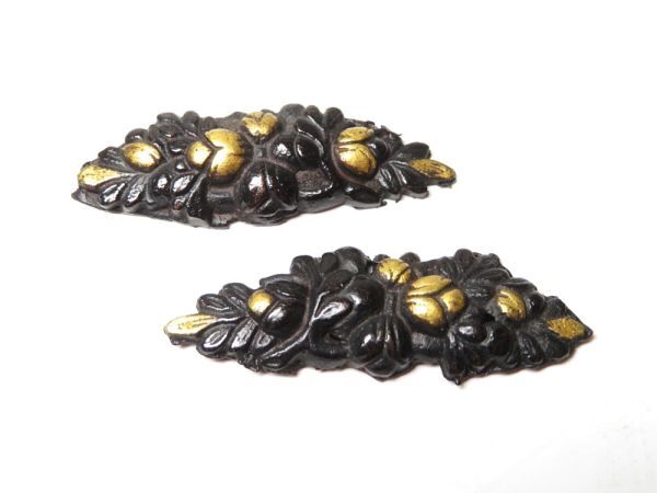 【11667】刀装具 江戸~明治 赤銅 果実 目貫(初品・買取品)拍卖