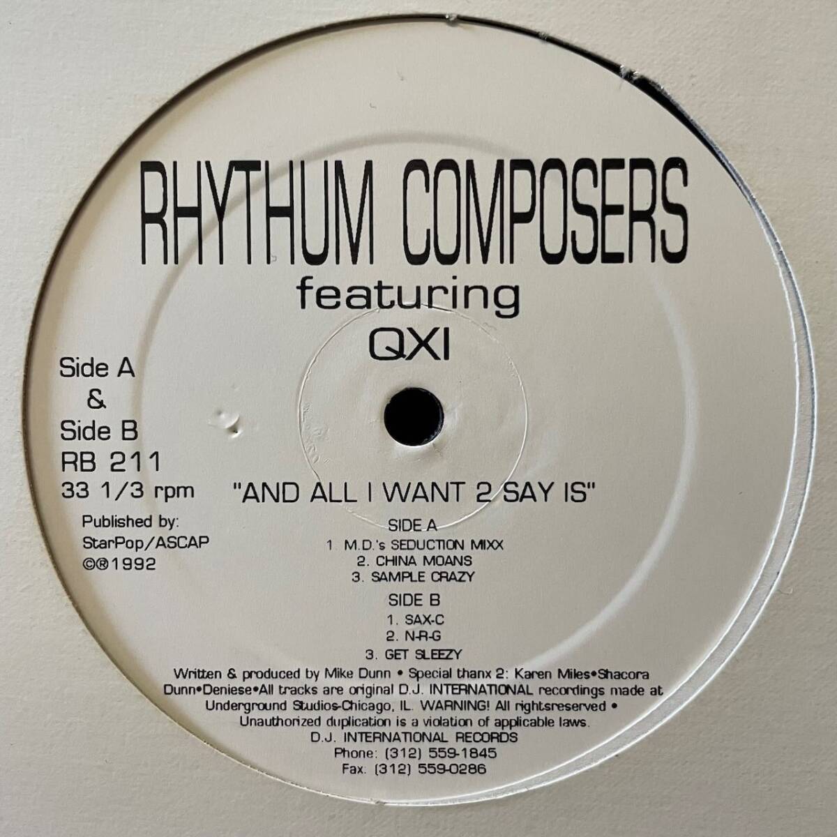 【即決】Rhythum Composers Featuring QXI/And All I Want 2 Say Is/Rhythm Beat RB 211拍卖