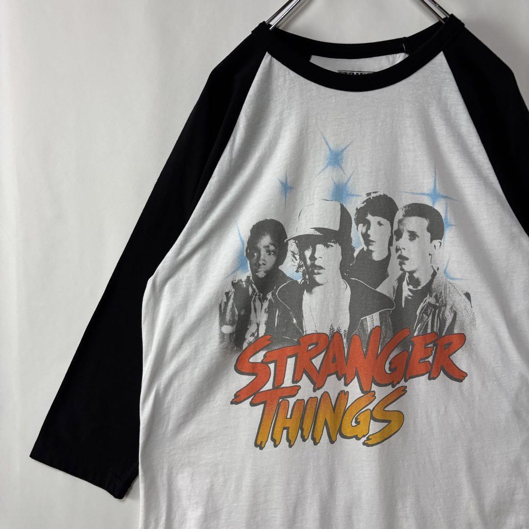 ストレンジャーシングス ラグランTシャツ シーズン1 古着 Lサイズ 白拍卖